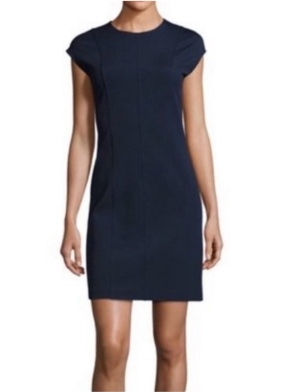 Theory Viscose Oxford Knit Women's Navy Sheath Dress Size 2 Preppy Work